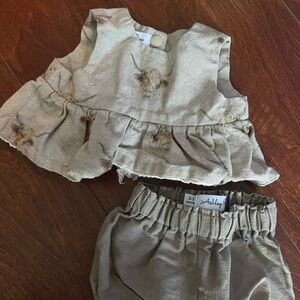 Ashley Rose Highland Cow Two Piece Baby Outfit 0-3 months
